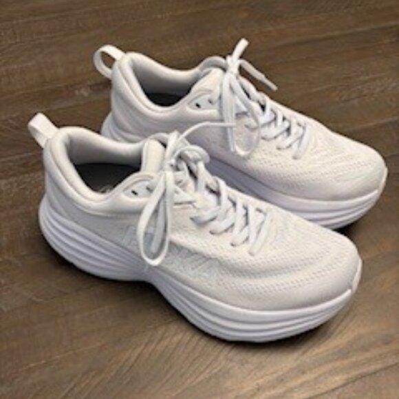HOKA WOMEN'S BONDI X RUNNING SHOES SIZE 7 WHITE - Picture 1 of 5